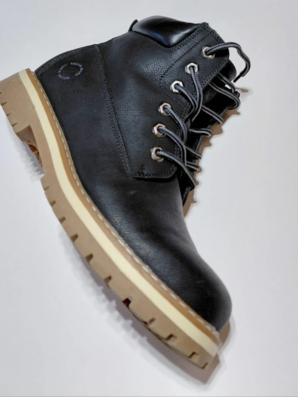 BRUNO MARC Men's Black Lace-Up Combat Boot Size 8